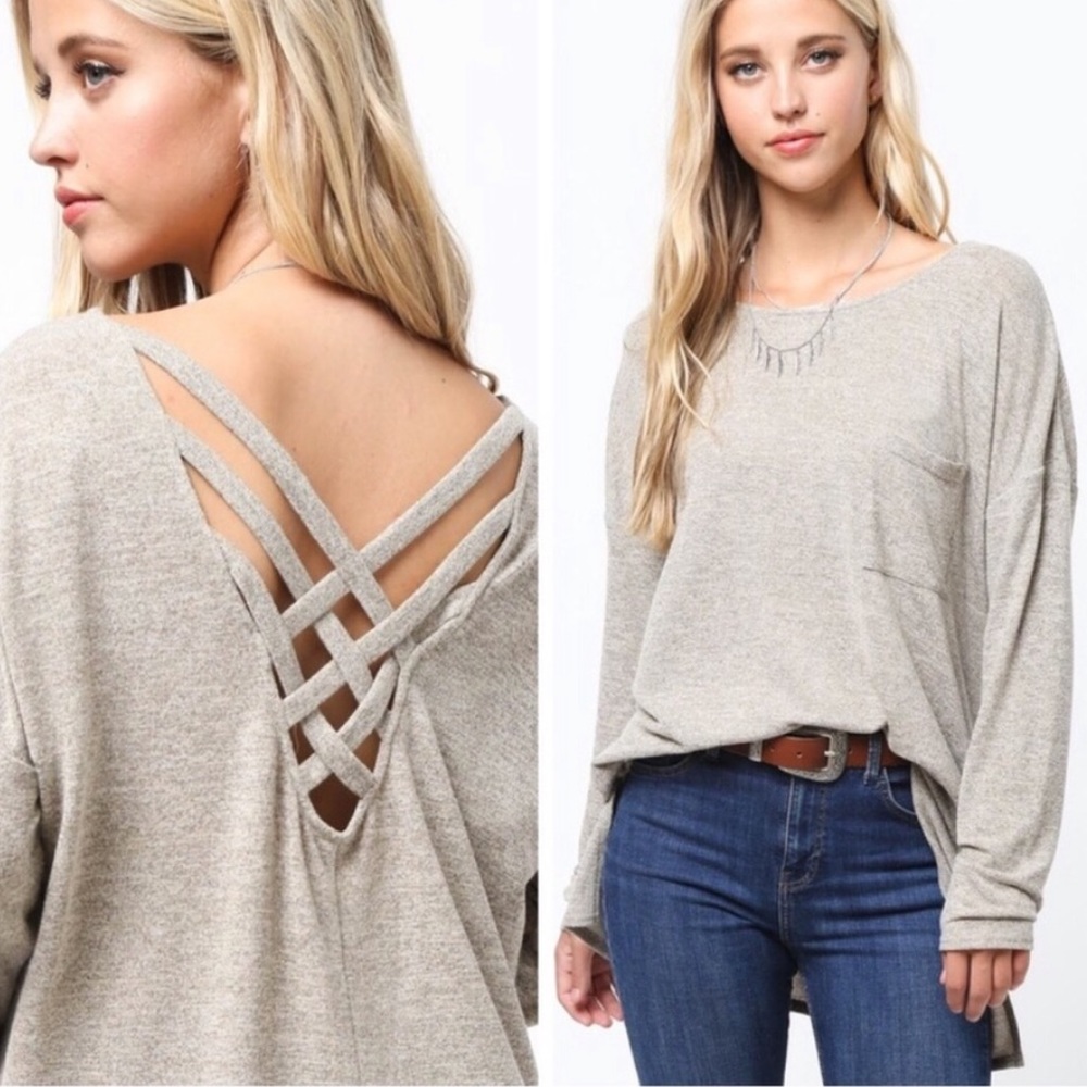 Host Pick⚡️Beige Crisscross Back Tunic